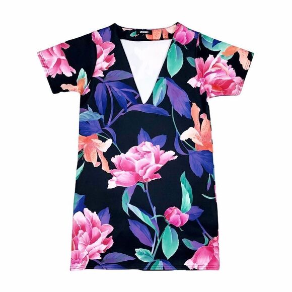 Missguided Black Floral Dress Size 6 - Picture 1 of 7